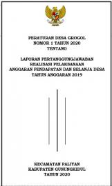 Perdes Grogol No. 1 Tahun 2020 tentang Laporan Pertanggungjawaban Realisasi Pelaksanaan APBDES 2019